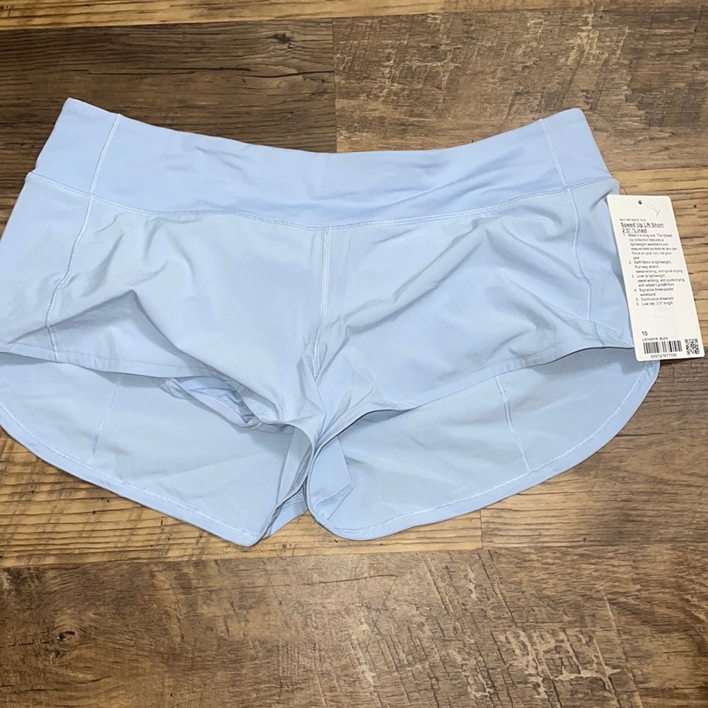 Lululemon Speed Up Lr shorts 2.5” lined. Light blue, size 10.